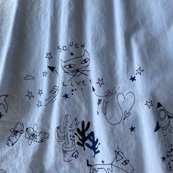 Zara light blue Button-Up Shirt with Black Print - Picture 8 of 9